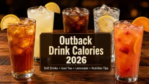 Outback drink calories guide with soft drinks, iced tea, lemonade, and calorie-conscious beverage options