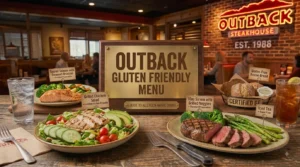 Gluten-friendly Outback meal options with steak, seafood, salad, and lighter sides