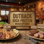 High protein Outback meal options with steak, chicken, seafood, and lighter sides