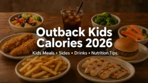 Outback kids calories guide with chicken tenders, burger, fruit, fries, drink, and nutrition tips