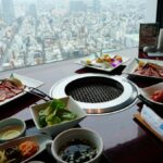 Restaurant meal with city view representing menu price differences by location
