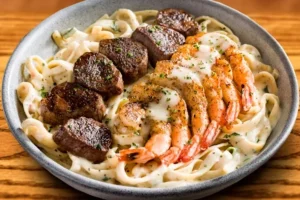 Kingsland Pasta with Steak & Shrimp